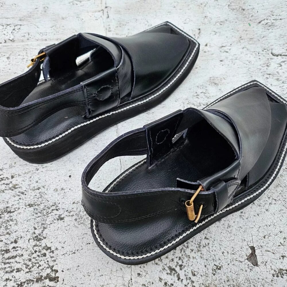 Captan Chappel Sandal Black Genuine Leather Upper Captaan Handmade Shoe Size 8.5 - Picture 6 of 11